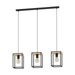 Eglo Pendelleuchte Libertad Stahl Holz Schwarz Braun | IP20 - Geeignet für 3x E27 
