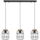 Brilliant Gwen Pendelleuchte Metall Holz Schwarz | Geeignet für 3x E27